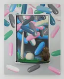 Paul Spina, Dear Mom and Dad Christmas, acrylic on wood with hardback book, woo and plastic elements, 1986