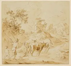 Driving the Cattle by Paul Lauters, pen and ink on paper, 1838, offered Jun 2024