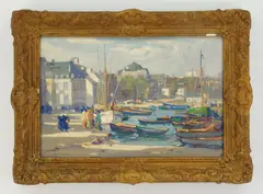 Augustus William Enness, Concarneau, France, oil on canvas laid on panel
