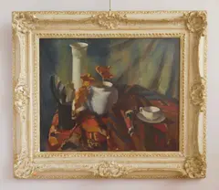 Ulrich Hübner, Still-Life with Coffee cup, oil on canvas, 1917
