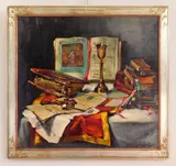Sandor Vago, Still-Life with Books, oil on canvas