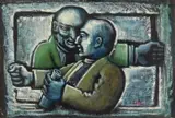 The Discussion by Albert Pels, oil on canvas laid on Masonite, offered Jun 2024