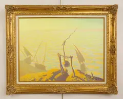 Ferdinand Burgdorff, Seascape, oil on Masonite, 1963