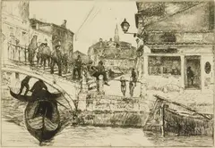 Fondamenta dei Tolenti by Otto Henry Bacher, etching, 1880, offered Jun 2024