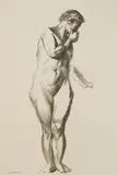 George Bellows, Nude, Girl Standing with Hand Raised to Mouth, lithograph, 1923-24