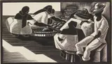 Olin Dows, Market Scene, Acapulco wood, engraving, 1933