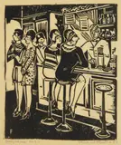 Richard Floethe, Drugstore, N. Y. C, woodcut, 1928