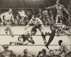 Joseph Golinkin, First Round Knock Out, lithograph, ca. 1930