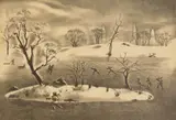 Louis Lozowick, Skater's Island, lithograph, 1937