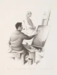 Roger Medearis, Tom Benton Painting a Portrait-, 1939, lithograph, 1992