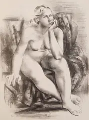 Willard Nash, Seated Nude, lithograph on wove paper, ca. 1930