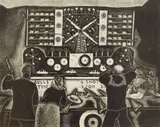 Angelo Pinto, Shooting Gallery wood, engraving, 1935