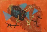 Louis Schanker, Carnival woodblock in color, woodcut