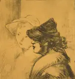 Clyde Singer, Two Girls, etching