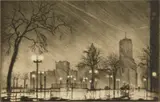 James Swann, Night in Chicago, drypoint, 1940