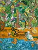 Romare Bearden, Dreams of Exile (Green Snake), lithograph in colors, 1971
