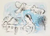 Marc Chagall, Le Village, lithograph in colors, 1977, as published in Derriere le Miroir