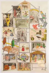 Jane Hammond, Love Laughs, lithograph with hand-coloring and collage, 2005, singed