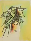 Wifredo Lam, El Casque, lithograph in color, 1974