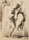 André Masson, Leda, drypoint on wove paper, 1947