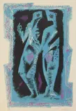 André Masson, Two Standing Blue Figures, lithograph in colors, 1966