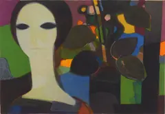André Minaux, Fenetre Au Bouquet, lithograph in colors, 1967