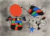 Le Sourire Aux Ailes Flamboyantes by Joan Miró, lithograph in color, 1954, offered Jun 2024