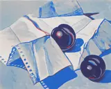 Phyllis Sloane, Two Plums, lithograph in colors, 1987