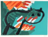 Green Cat by Karel Appel, lithograph in colors on Arches paper, offered Apr 2024
