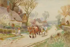 Along a Country Road by Albert Haselgrave, watercolor on paper, offered Mar 2024