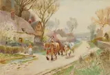 Albert Haselgrave, Along a Country Road, watercolor on paper