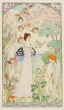 Alexandre Graverol, Beauty in a Garden, watercolor on paper, initialed lower left, matted and