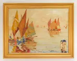 Rudolf Négely, Venetian Boat Scene, oil on canvas