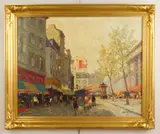 Marcel Brisson, Parisian Street Scene, oil on canvas