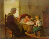 Charles Waltensperger, Interior Scene with Mother and Children