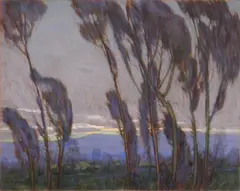 Raymond Nott, Landscape at Night, pastel on paper