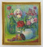 Nan Sheets, Floral Still-Life, oil on canvas