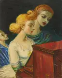 The Duet by Albert Pels, oil on canvas, 1950, offered Mar 2024