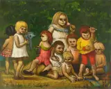 Riverside Playground by Albert Pels, oil on canvas, offered Mar 2024
