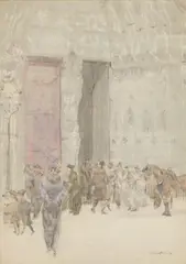 Porte de Notre Dame by Frank N. Wilcox, watercolor and pencil on paper, 1910, offered Mar 2024