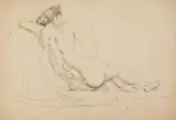 William Sommer, Seated Female Nude, pen and ink