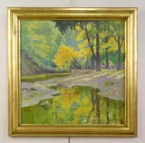 John Csosz, Chagrin River Reflections- Spring, oil on canvas