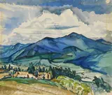 Village in the Mountains by William Joseph Eastman, watercolor on paper, ca. 1940, offered Mar 2024