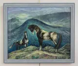 William C. Grauer, Horses in a Landscape, oil on canvas