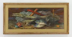 Paul Riba, Driftwood and Fish, oil on panel