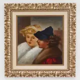 Clyde Singer, Two Girls, oil on canvas, 1942