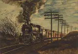 Raphel Gleitsman, Train, watercolor on paper