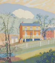 Paul Riba, Farm House, gouache on board