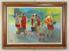 John Poti, Spectators at Cleveland Air Show, oil on board