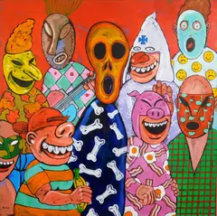 George Kocar, Masks, acrylic on canvas, 1995
